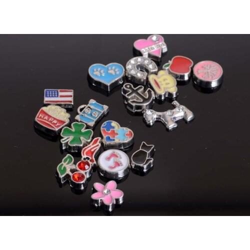 Hot Selling 50pcs/lot Random Pattern Floating Charm Multicolor Sunshine Birthstone For Glass Living Memory Locket DIY