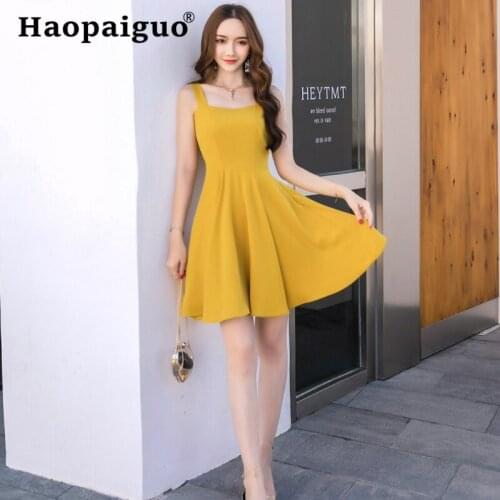 Haopaiguo Yellow Summer Dresses