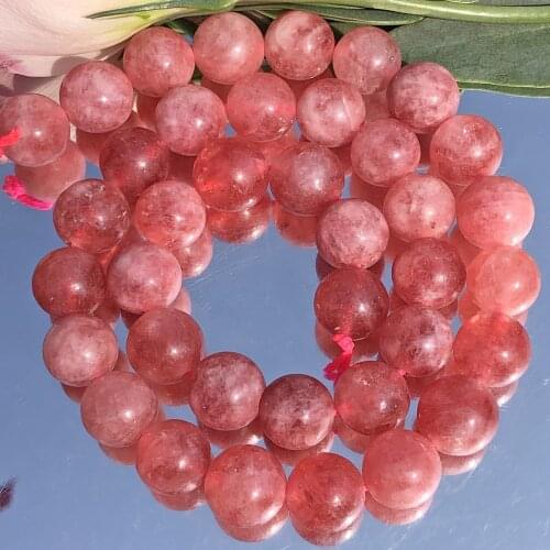 Strawberry Crystal Stone Beads Loose Spacer Mineral Jades Beads For Jewelry Making Diy Bracelet Accessories 6/8/10MM 15"Strands
