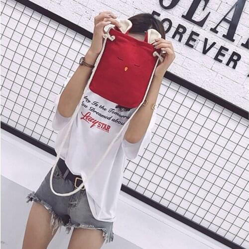 Linen Rabbit Cotton Messenger Bags for Women Cute Linen Strap Shoulder Bag Girls Small Casual Handbag Crossbody Bag Ladies