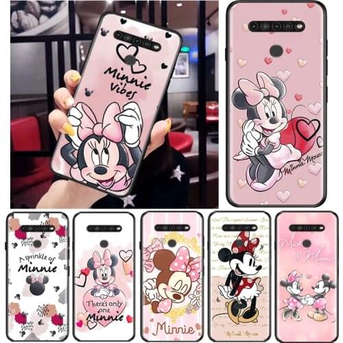 Pink Minnie Cartoon Cute for LG G8 G8S G8X V30 V35 V40 V50 V60 ThinQ Q60 K40 K50 K30 K41 K51 K61 K71 K92 Black Phone Case