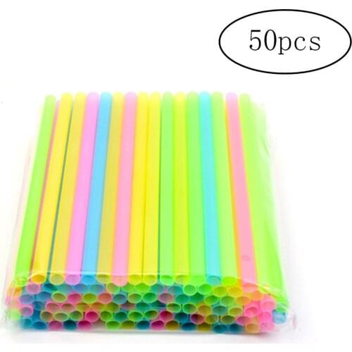 50pcs Multicolor Disposable Pearl Milk Tea Drinking Straws Shop Juice Sucker Reusable Drinking Straws Home Bar Accessories
