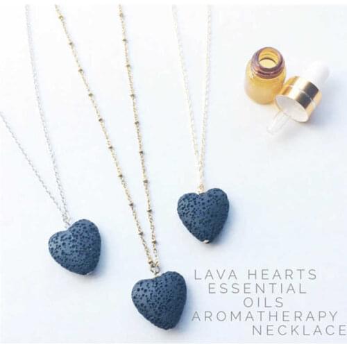 Fashion Lava Stone Rock Heart Shaped Necklace Yoga Pendant Women Necklace Jewelry Accessories For Girlfriend Gift