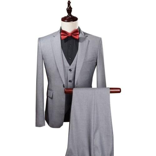 Men suits three piece slim fit wedding groomsman/groom suits business casual formal occasion suits terno masculino
