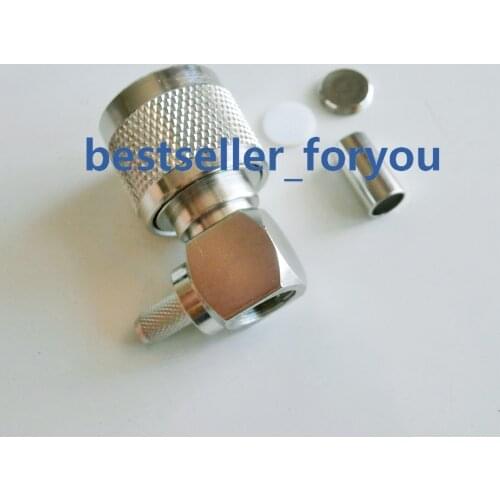 N Male Right Angle RA plug sloder Crimp RG58 RG142 LMR195 RG223 50-3 Cables RF Connector