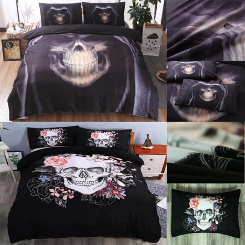 3D Print Skull Crossbon Duvet Cover Set Polyester Duvet Cover Quilt Cover Pillowcases Without Sheet Without Filler Bed Textile