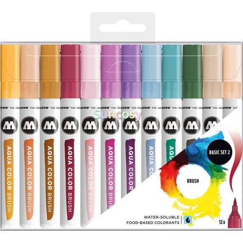 Molotow Aqua Color Brush Case Basic Set 2, Watercolour Drawings, Painting, Calligraphy Fonts and Beautiful Colour Gradients