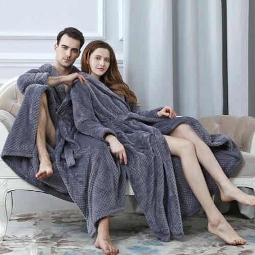 Nightgown autumn and winter new yukata ladies couple waist long thick bathrobes flannel robe warm male nightgown халат домашний