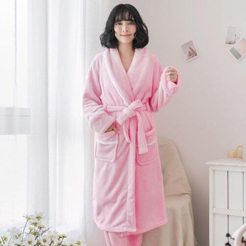 Autumn/Winter Pajamas Flannel Robe Bathrobe Home Wear Three-Piece Robe For Ladies Bathrobe Lounge Negligee Pajamas Халат