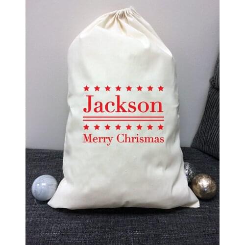 Personalized KEEPSAKE Christmas Santa Sacks kids storage Canvas gift toy bags New year birthday cotton drawstring storage pack