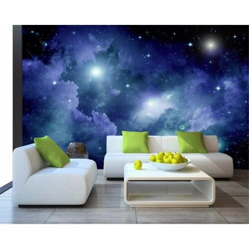 Beibehang Custom wallpaper fashion decorative stereo 3d wallpaper blue star universe ceiling background wall papers home decor