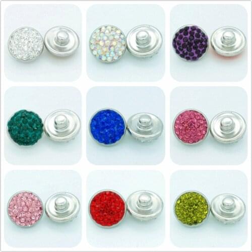 Hot sale 10pcs beauty simple color 12MM Rhinestone&caly snap buttons Shambala snap buttons fit DIY 12mm snap jewelry wholesale