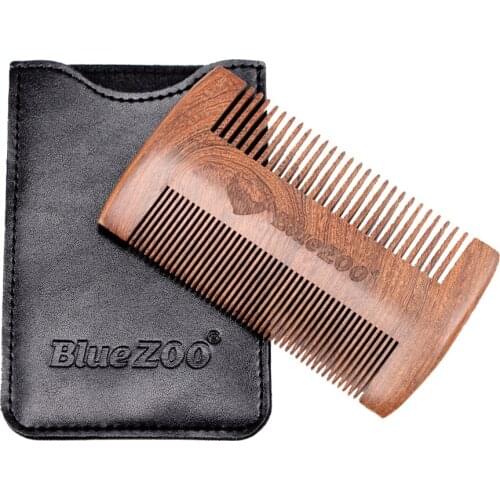Natural Sandalwood Beard Comb with Protective Case for Men - Great for Head