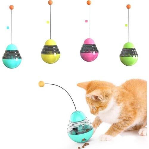 Tumbler Food Leaking Ball Cat Toys Food Treat Dispenser Toy Slow Feeder Pet Training Teasing Wand Cat Treat Toy Cat Supplies