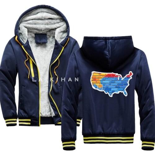 Arizona USA State Country Flag Funny Artwork Style mens winter thick hoodies black Cool Casual pride winter thick hoodies men