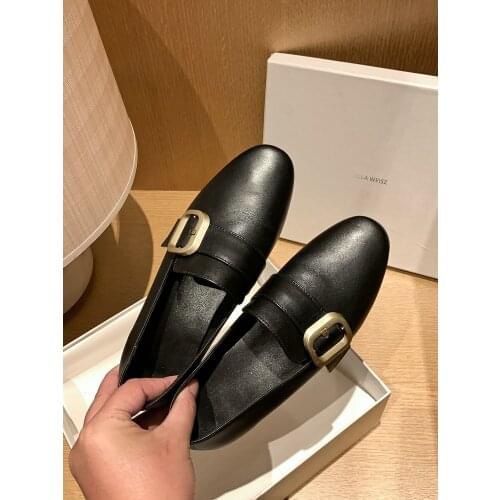 EshtonShero Concise Genuine Leather Womens Shoes Flat Heel Pumps Summer Genuine Leather Elegant Working Casual Shoes Woman