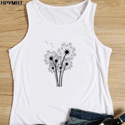 Camis Tank Tops Sexy Vest Top Cute Kawaii Dandelion Print Women Summer Sleeveless Harajuku Streetwear Loose Female T-Shirt Tee