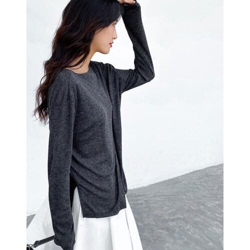 Womens T-shirt long-sleeved Long sleeve Shirt T shirt Female Loose Thin
