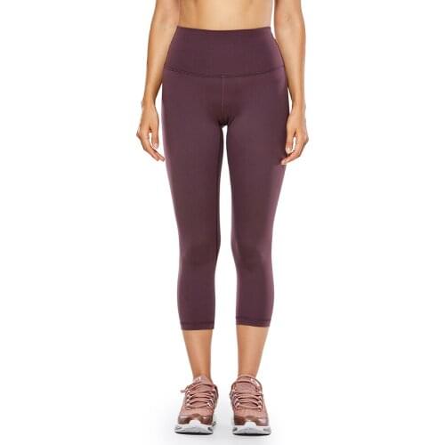 Womens Matte High Waisted Leggings Capri Yoga Pants Tummy Control -21 Inches