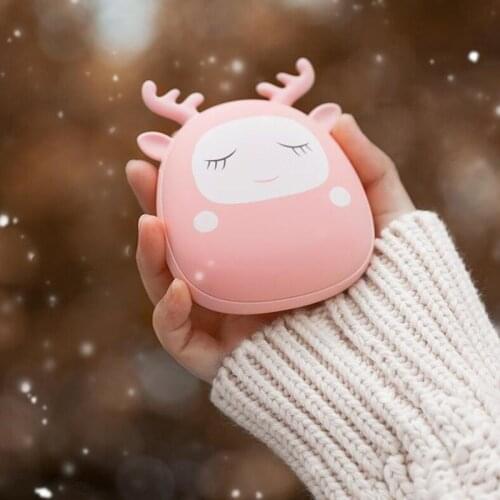 2020 Winter Mini Hand Warmer Portable Cute Cartoon Hands Warmer USB Rechargeable 4000mAh Mobile Power Double-sided Quick Heating