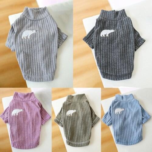 Winter Dog Shirts White Bear Print Pet Clothes Cotton Pet Hoodie Sweater Bottoming Shirt For Small Dogs Cats Puppy Apparels