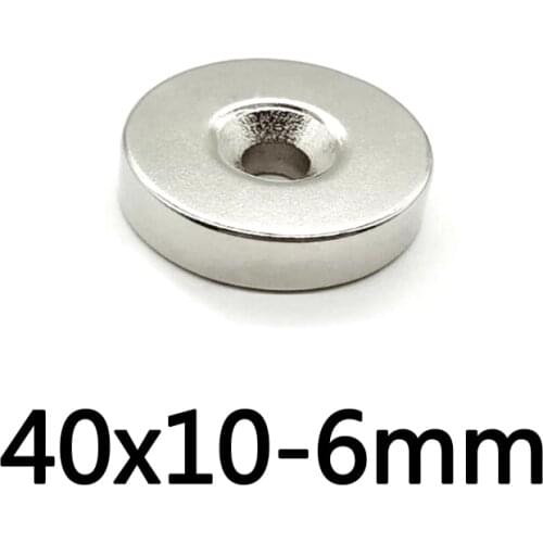 1/2/5PCS 40x10-6 Strong Cylinder Rare Earth Countersunk Magnet 40*10 Hole 10mm Round Magnetic Magnets N35 40x10-6mm 40*10-6