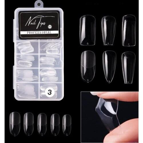 100Pcs/box Full Cover Fake Nail Artificial Press on Ballerina Ultra-thin False Elastic Coffin Nails Art Tips Manicure Tool