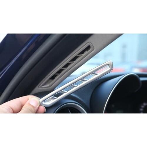 For Alfa Romeo Giulia 2017 ABS Chrome A Pillar AC Vent Outlet Frame Cover Trim 2pcs Car Accessories