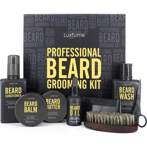 8Pcs/set Men Beard Care Kit Beard Shaving Cream Aftershave Cleaning Care Nourishing Shaping Male Beard Care Set