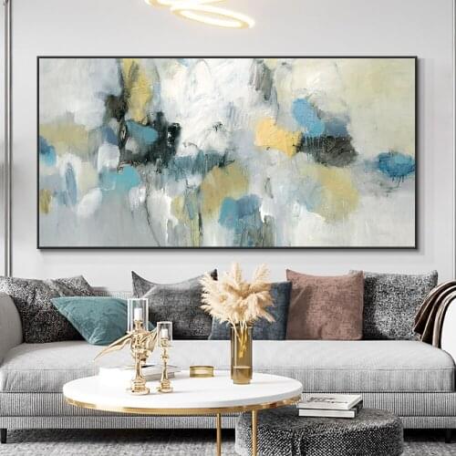 Abstract Yellow White Painting 100% Hand Painted Oil Painting On Canvas With Gold Foils Modern Wall Art For Home Decoration