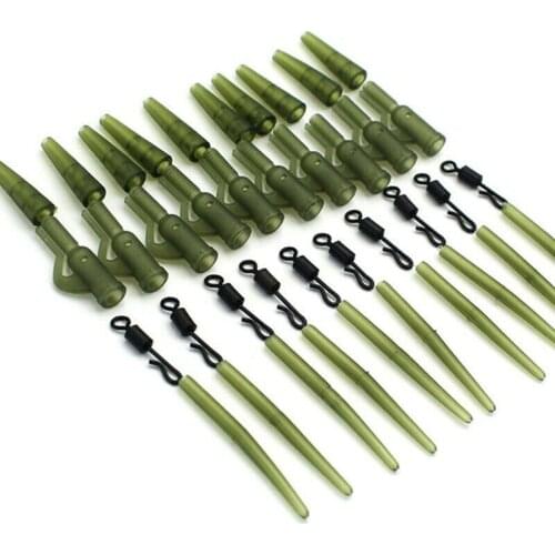 40PCS Carp Fishing Accessories Lead Clip Quick Change Swivel Tail Rubber Anti Tangle Sleeves