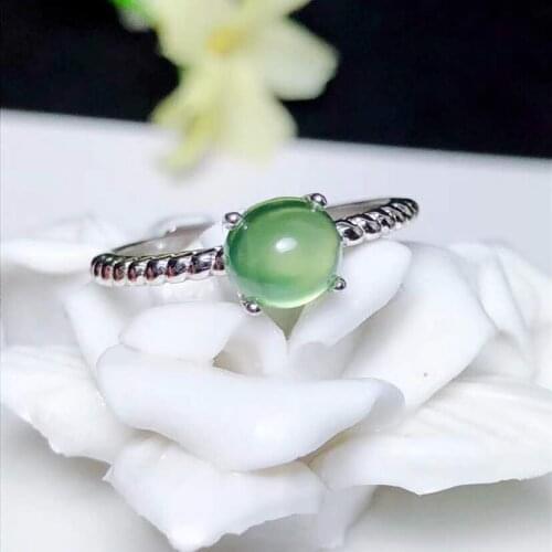 Free shipping Natural Prehnite Ring 925 sterling silver Fine jewelry For men or women