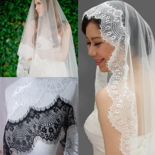Black/ White Vintage French Eyelash Chantilly Lace Fabric Trim For Bridal Headpiece, Party Dress, Home Decor