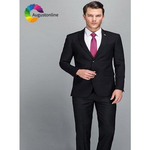 Black Men Suits For Wedding Business Suit 2019 Shawl Lapel Slim Fit Formal Custom Tailored Tuxedo Blazer 2Pieces Terno Masculino