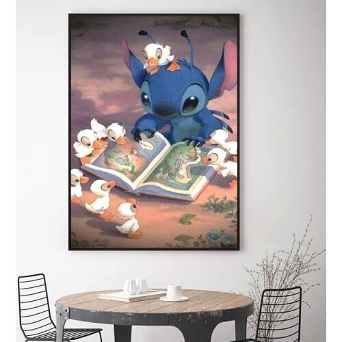 Disney Animie Stitch Canvas Painting Wall Art Posters and Prints Abstract Cute Wall Art Pictures for Living Room Home Decor