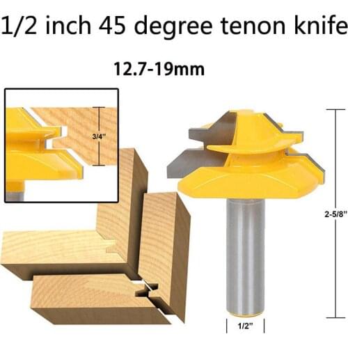 1/2 inch 45 degree tenon knife Reversible Finger Joint Glue Joint Router Bit for Woodworking Tenon Woodwork Cutter Power Tools