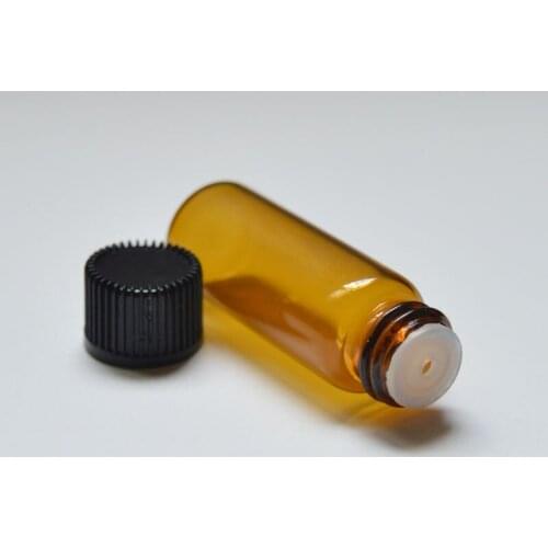 Fast Shipping Small Amber Glass 5ml Bottle with Orifice Reducer Mini Essential Oil Bottle Free Shipping