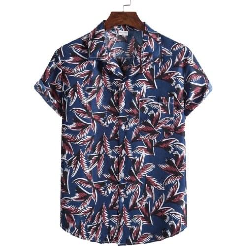 Leaves Fashion Print Hawaiian Shirts for Men Summer Short Sleeve Casual Button Down Aloha Shirts Vacation Clothing Chemise