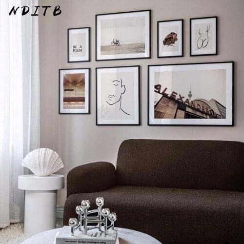 Cityscape Architecture Canvas Print Art Painting Nordic Line Drawing Woman Abstract Wall Poster Minimalist Picture Home Decor