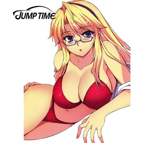 JumpTime 13cm x 9.7cm Anime Bikini Girl Freezing Collection Sexy Beauty Fun Car Stickers Styling Removable Vinyl Decal