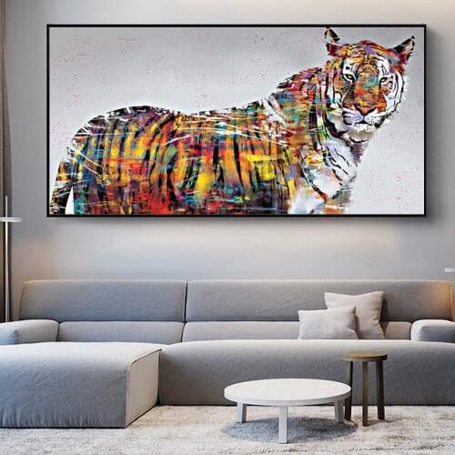 Canvas Painting Animal Wall Art Horse Painting Lion Tiger Graffiti Art Painting Wall Poster and Print for Living Room Home Decor
