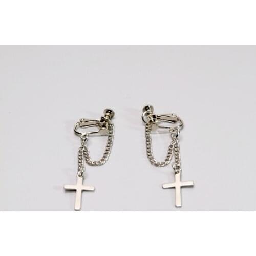 Cross Alloy Hoop Dangle Clip Stud Earrings for Women Girls Earring Jewelry Gifts Accessories Punk Hiphop Street Style Earrings