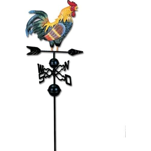 Metal Weather Vane Painted Cock Decorated Weather Vane Iron Rooster Ornament for Roof Shack Indicating Wind Direction Yard Decor