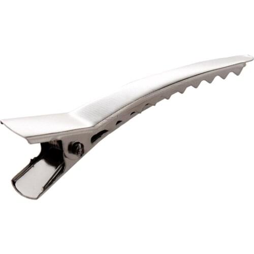 50pc Single Prong Metal Alligator Clips Hair Korker Bow silver