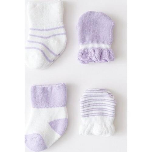 Newborn To 6 Months Fashion Cute Baby Autumn Winter Cotton Mittens Socks 4 Pairs Anti-scratch Keep Warm Mitten Baby Socks