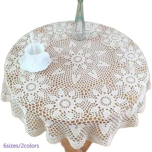 6sizes Modern Cotton Crochet handmade tablecloth Table cloth cover white round tea lace Christmas kitchen New Year wedding decor