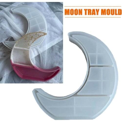Crystal Epoxy Resin Mould Moon Jewelry Tray Silicone Mold Storage Box Mould Pendant Crafts Making Tool Home Table Decoration