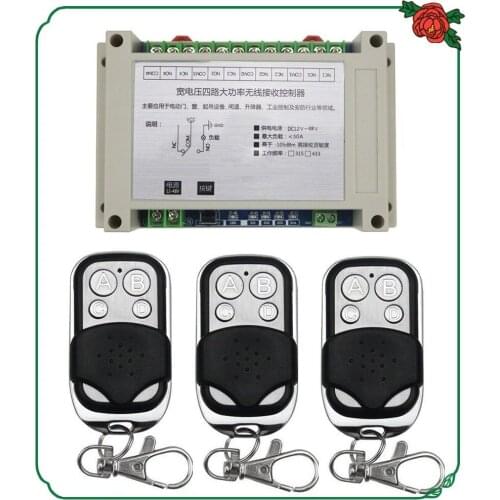 DC12V 24V 36V 48V 4CH 30A RF Wireless Remote Control Relay Switch Security System/ motor /garage door /lamp / 3pcs remote