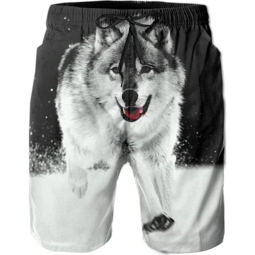 Summer Mens Harajuku Cool Wolf Board Shorts Beach High quality Brand Shorts Surfing Bermudas Masculina Print Men Boardshorts