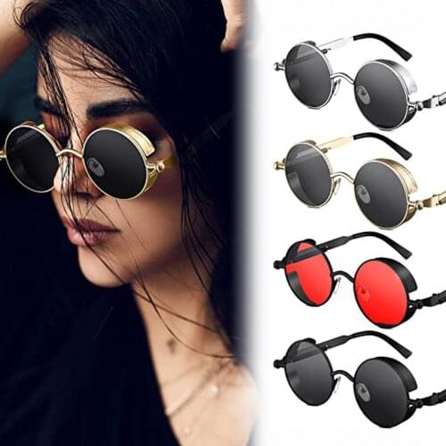 New Classic Gothic Steampunk Sunglasses Luxury Brand Designer Men and Women Retro Punk Round Metal Frame Sunglasses UV400